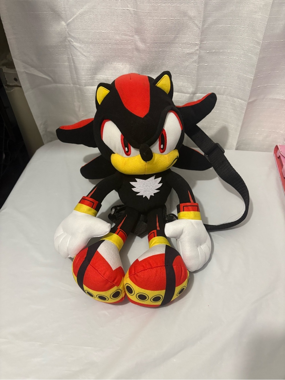 Plush Black & Red Character Kids Backpack - Branded Plush Carry Bag